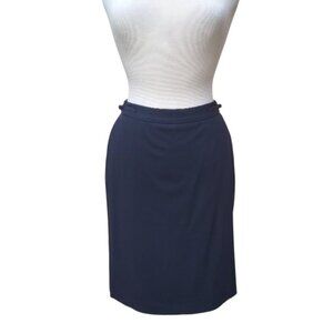 NWT Giorgio Armani Black Label Dark Navy Midi Buckle Detail Skirt 42 / 8